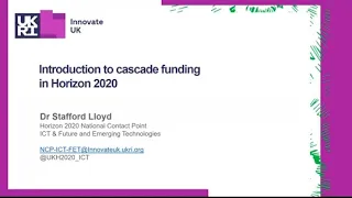 Horizon 2020 Cascade Funding Opportunities Webinar, 27 March 2020
