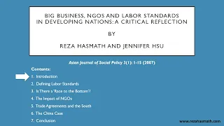 Big Business, NGOs and Labor Standards in Developing Nations: A Critical Reflection