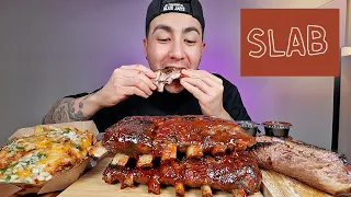 EATING Slab BBQ Tony's Ribs + Frito Pie + Smoked Brisket | Mukbang