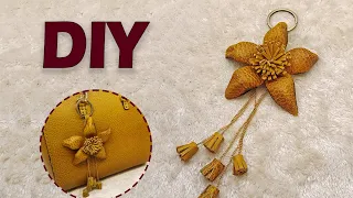 How to Make Leather Flower AS Keychain // DIY