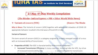 #upsc Weekly Current Affairs Discussion from 3 May to 9 May 2021 IQRA IAS