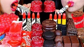 ASMR RED VELVET CAKE POPS, EDIBLE CHOCOLATE LIPSTICKS, MALTESERS CHOCOLATE, POPPING BOBA, ICE BAR 먹방