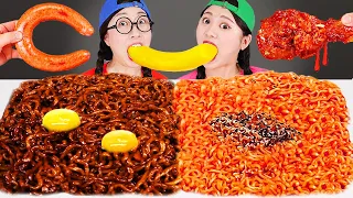 Mukbang 직접 만든 불닭볶음면 양념치킨 소세지 먹방 Fried Chicken Fire Noodles DONA 도나