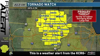 Eastern Iowa under tornado watch this afternoon