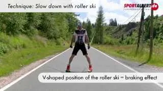 Roller Skiing Cross Skating Skiking Technique Slow Down with Roller Ski by www.sportalbert.de