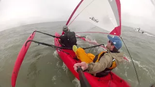 Hobie Tandem Island Kayak Sailing 12.5 Knots- Winds 20-25 mph