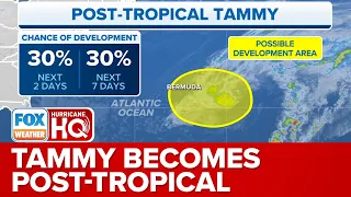 Tammy Becomes Powerful Post-Tropical Cyclone But Could Redevelop Near Bermuda