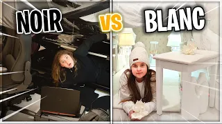 ON CONSTRUIT UNE CABANE D'UNE SEULE COULEUR | NOIR VS BLANC ! ( Couleur challenge )