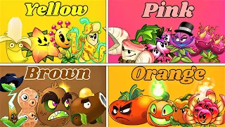 Random 16 Teams 3 Plants Battelz -Yellow X PINK X BROWN X ORANGE - Who Will Win ? Pvz 2 Battlez