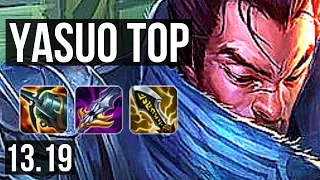 YASUO vs TEEMO (TOP) | 10/1/8, 2.1M mastery, 6 solo kills, 700+ games, Godlike | KR Master | 13.19