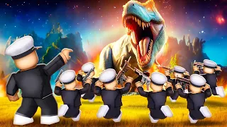 GIANT T-REX vs MY ARMY in ROBLOX