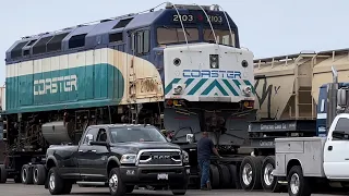 Amtrak switching at Santa Fe Depot, NCTD Coaster F40PHM-2C, BNSF EMD SD70MACe, CN, NS - Summer 2022