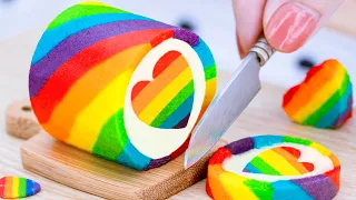 The Easiest And Best Miniature Vanilla Swiss Roll Cake Recipe 🌈 Amazing Tiny Rainbow Roll Cake Ideas