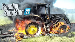 Tractor caught fire while working due to fuel leak | Farming Simulator 22