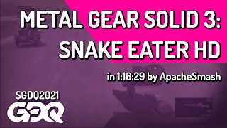 Metal Gear Solid 3: Snake Eater HD by ApacheSmash in 1:13:23 - Summer Games Done Quick 2021 Online