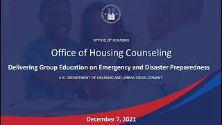 Delivering Group Education on Emergency and Disaster Preparedness