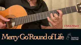 Howl's Moving Castle "Merry Go Round of Life" - Guitar Tutorial with Tabs and Score