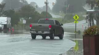 Flooding and road closures impact Cambria during storm