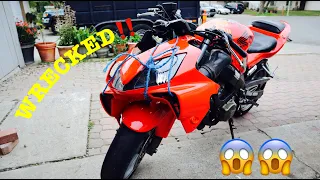 CBR600f4i WRECKED Bike Rebuild (From start to finish!!!!) Must Watch!