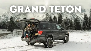 Winter SUV Camping in Grand Teton National Park | Toyota Sequoia Overland | Cinematic Film