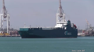 Autoprogress ro/ro and Tombarra Vehicle Carrier both depart Southampton Docks 18/4/17