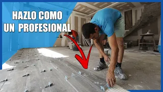 🏡 Cómo INSTALAR SUELO PORCELANICO con SISTEMA DE NIVELACIÓN, imitación madera, Como solar una casa.