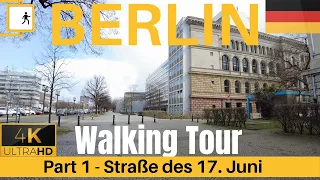 Berlin Germany【4K】Walking Tour in Strasse des 17 Juni (fka Charlottenburger Chaussee before 1953)