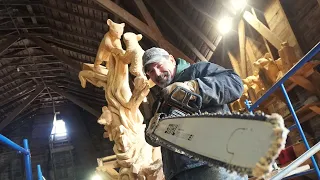 Learning from a Chainsaw Carving MASTER! (4K)