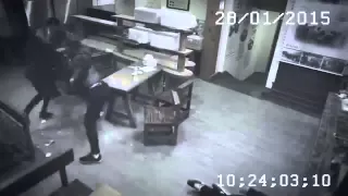 Meanwhile in China - Kung Fu Girl vs 3 Guys in Cafe