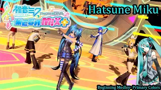 Project Diva Mega Mix+- Hatsune Miku- Beginning Medley- Primary Colors (HD)