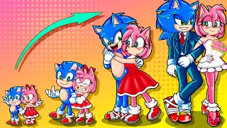 Sonic and Amy Rose Growing Up 💕 Baby Sonic Loves Baby Amy - Sonic The Hedgehog 2 Animation