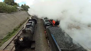 The Great Train Race, Hunter Valley Steamfest Australia 2023, seen from East Maitland April 30.