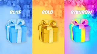 🤩Choose your gift🎁💝✨️| 3 gift box challenge | Blue, Gold, Rainbow #pickonekickone #giftboxchallenge