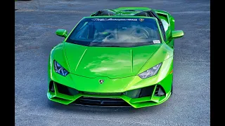 Lamborghini Huracan EVO Spyder ANGRY LOUD BULL Closer Look SOUND  DRIVE - Lamborghini Miami & Geneva