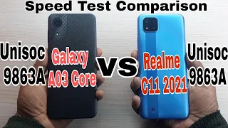 Samsung Galaxy A03 core vs Realme C11 (2021) Speed Test Comparison?