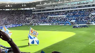 The „Badnerlied“ performed by KSC Fans @karlsruhersc vs @LiverpoolFC stadium opening 2023