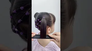 Cascading Weaved Elastics, Little Girl Hairstyle