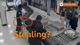 CCTV shows US airport staff allegedly stealing from bags