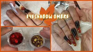 Ombre With Eyeshadow | Easy Fall Nails