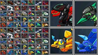 Dino Robot Battle Arena - 20 Battles - Tyranno Red - Tricera Blue - Ptera Green - Stego Gold - Max