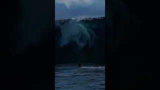 Bodyboarder Scores Big Set Wave at Teahupo'o