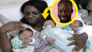His Wife gave Birth to a White Triplets and he Burst into Tears when he Finds Out That