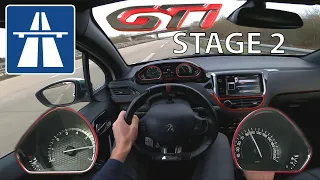 STAGE 2 PEUGEOT 208 GTI 230 HP on AUTOBAHN POV test drive (NO SPEED LIMIT)