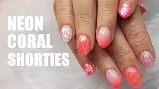 ACRYLIC NAIL INFILL AND REDESIGN SHORT NAILS | NEON GLITTER AND UNICORN FILM