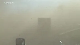 Blowing Dust Minimizes Visibility on Illinois Highway