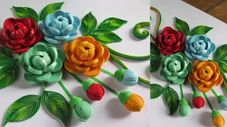 Paper quilling Tutorial|How to make paper quilling 3D rose] Home decoration.