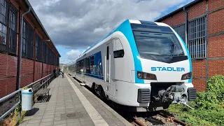 Mitfahrt im Prototyp Stadler FLIRT-Akku vom Deutschen Technikmuseum zur Monumentenhalle und zurück