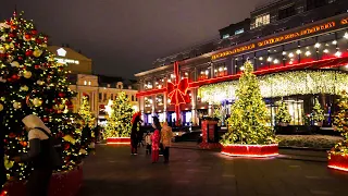 ⁴ᴷ⁶⁰ Walking Moscow: Christmas Walk 🎄 from Bolshoi Theatre through TSUM, Kuznetskiy Most to Lubyanka