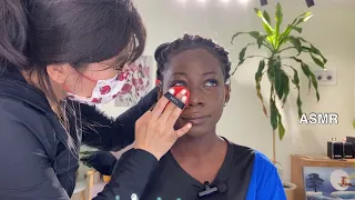 ASMR CHINESE MAKEUP ARTIST DOES MY MAKEUP | I USED CONTACT LENS FOR THE FIRST TIME😯 IN CHINA🇨🇳