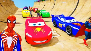 GTA V SPIDER MAN Stunt Car Racing Challenge By Iron man and homem aranha Amazing Planes Boats